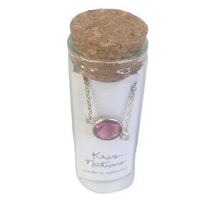 NEW Nordstrom Kris Nations pink tourmaline October birthstone silver plate chain